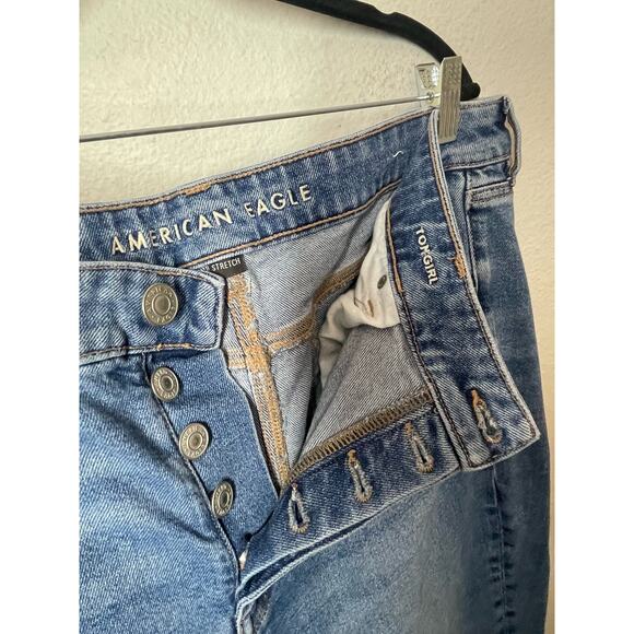 American Eagle Tom Girl Button Fly Jeans Womens 18 Long Stretchy Plus Tall - Picture 4 of 5